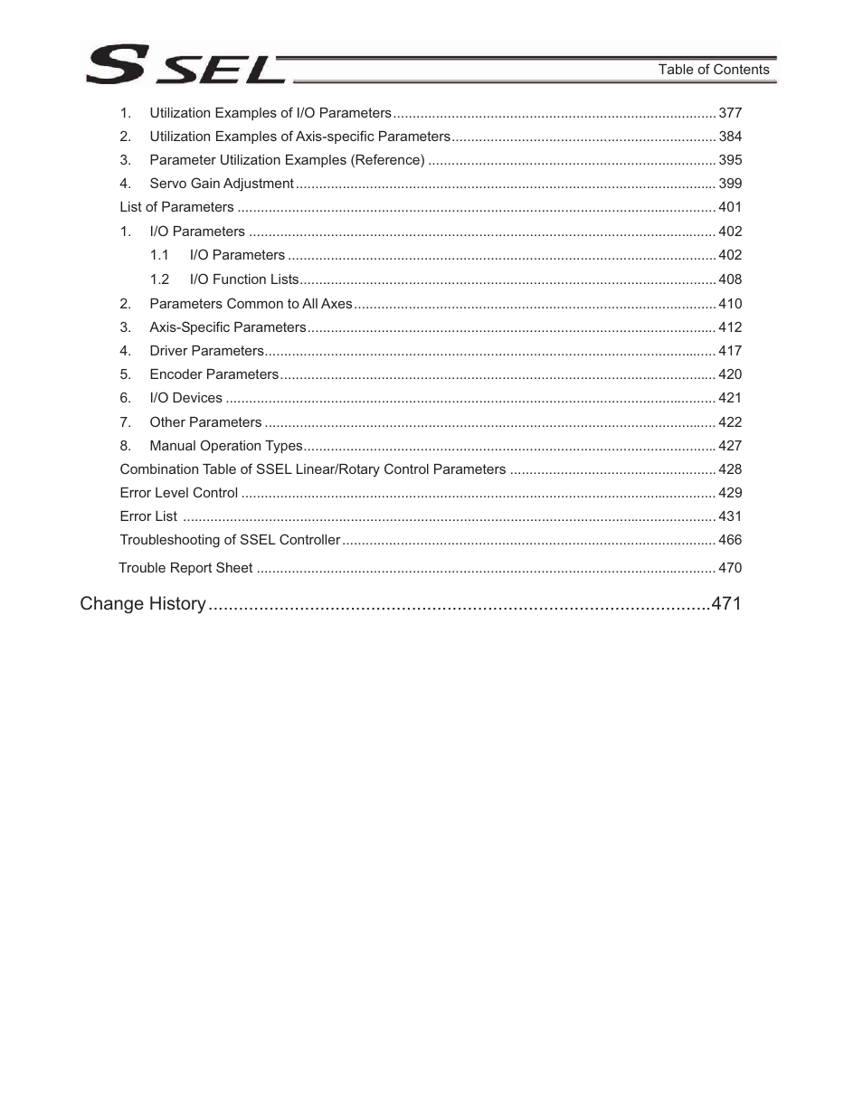 Change history | IAI America SSEL User Manual | Page 13 / 494