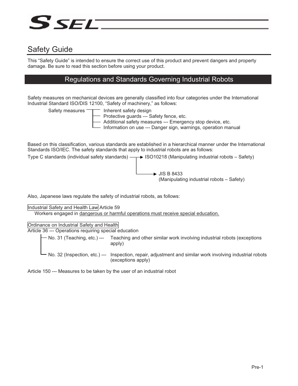 Safety guide | IAI America SSEL User Manual | Page 15 / 494