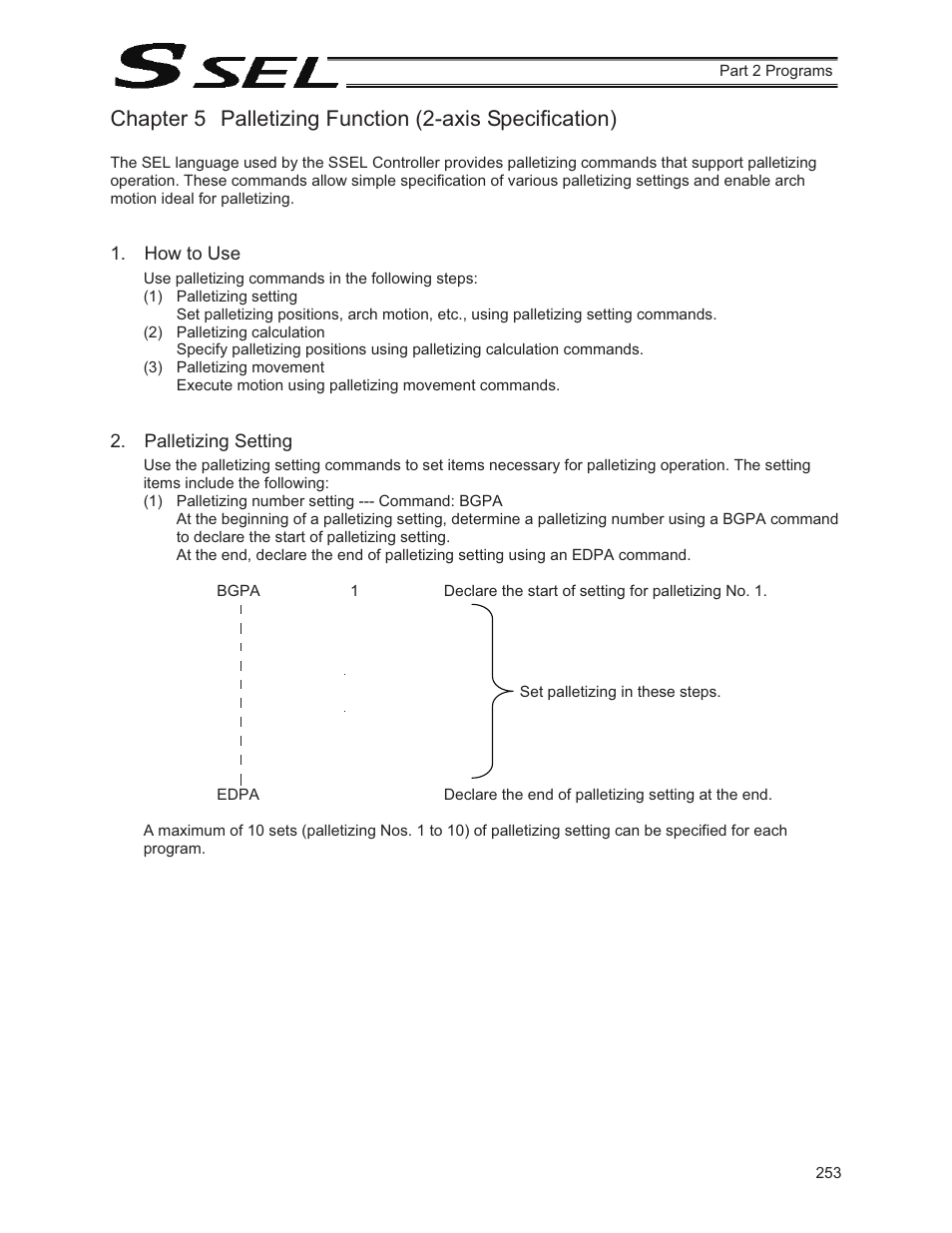 How to use, Palletizing setting | IAI America SSEL User Manual | Page 275 / 494