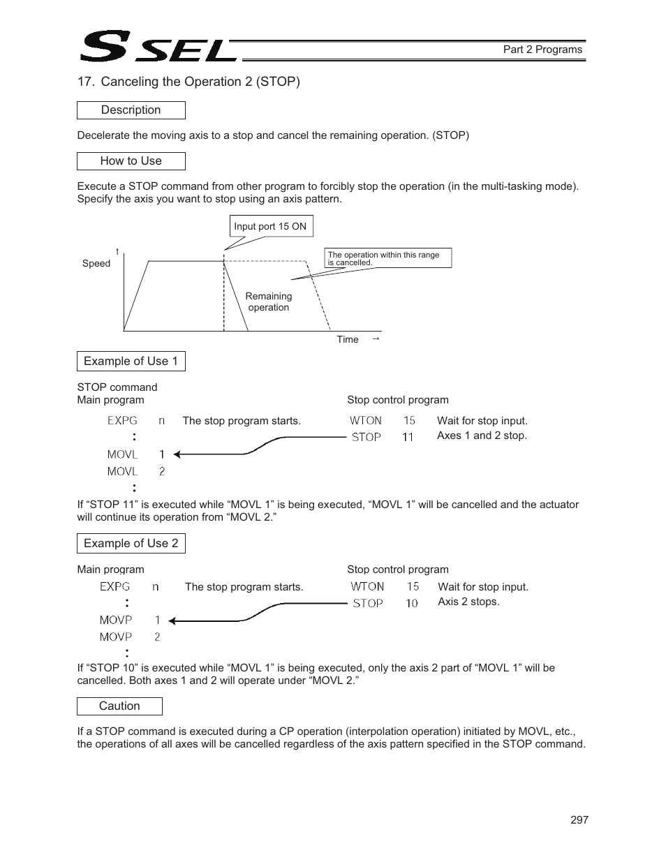 Canceling the operation 2 (stop) | IAI America SSEL User Manual | Page 319 / 494