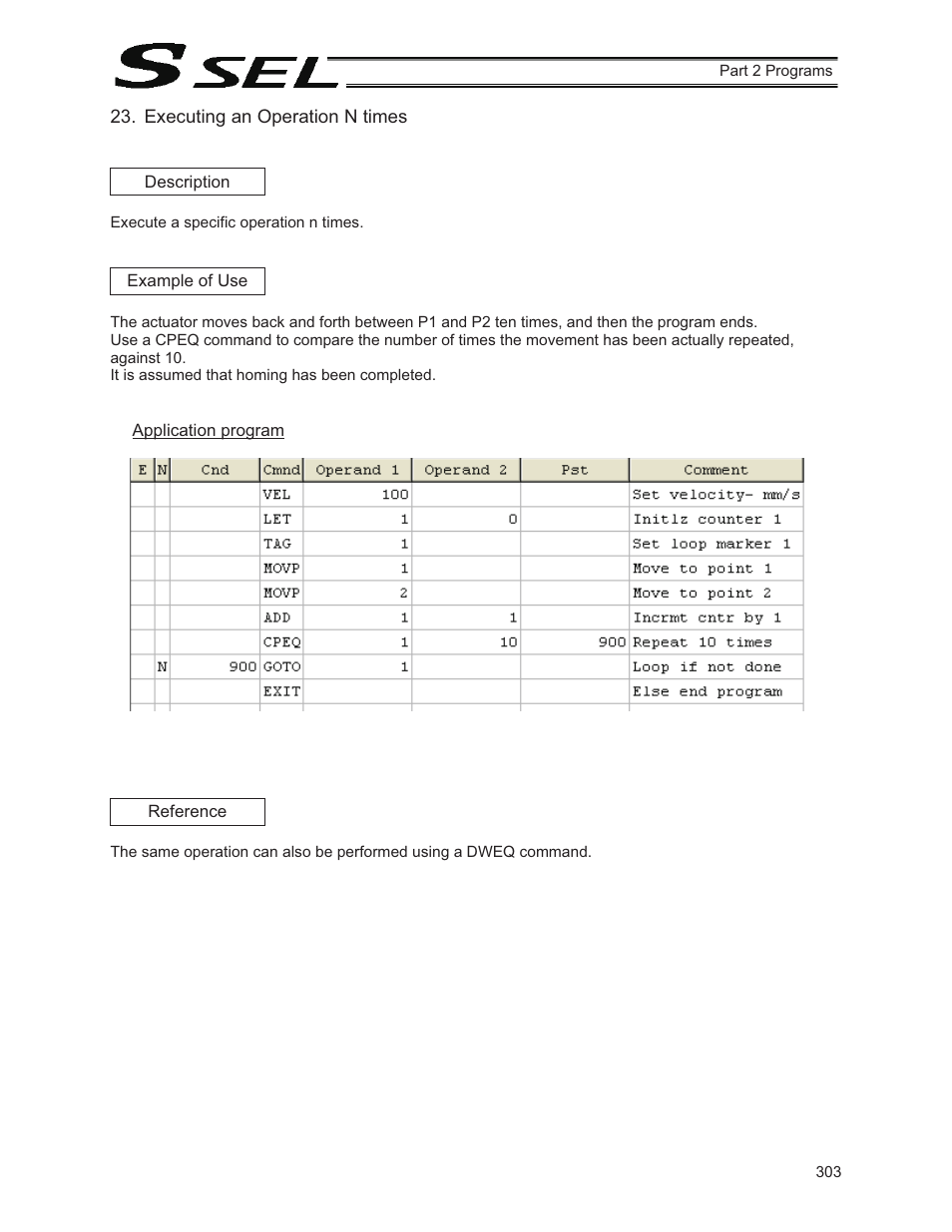 Executing an operation n times | IAI America SSEL User Manual | Page 325 / 494