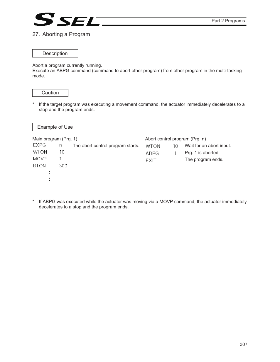 Aborting a program | IAI America SSEL User Manual | Page 329 / 494