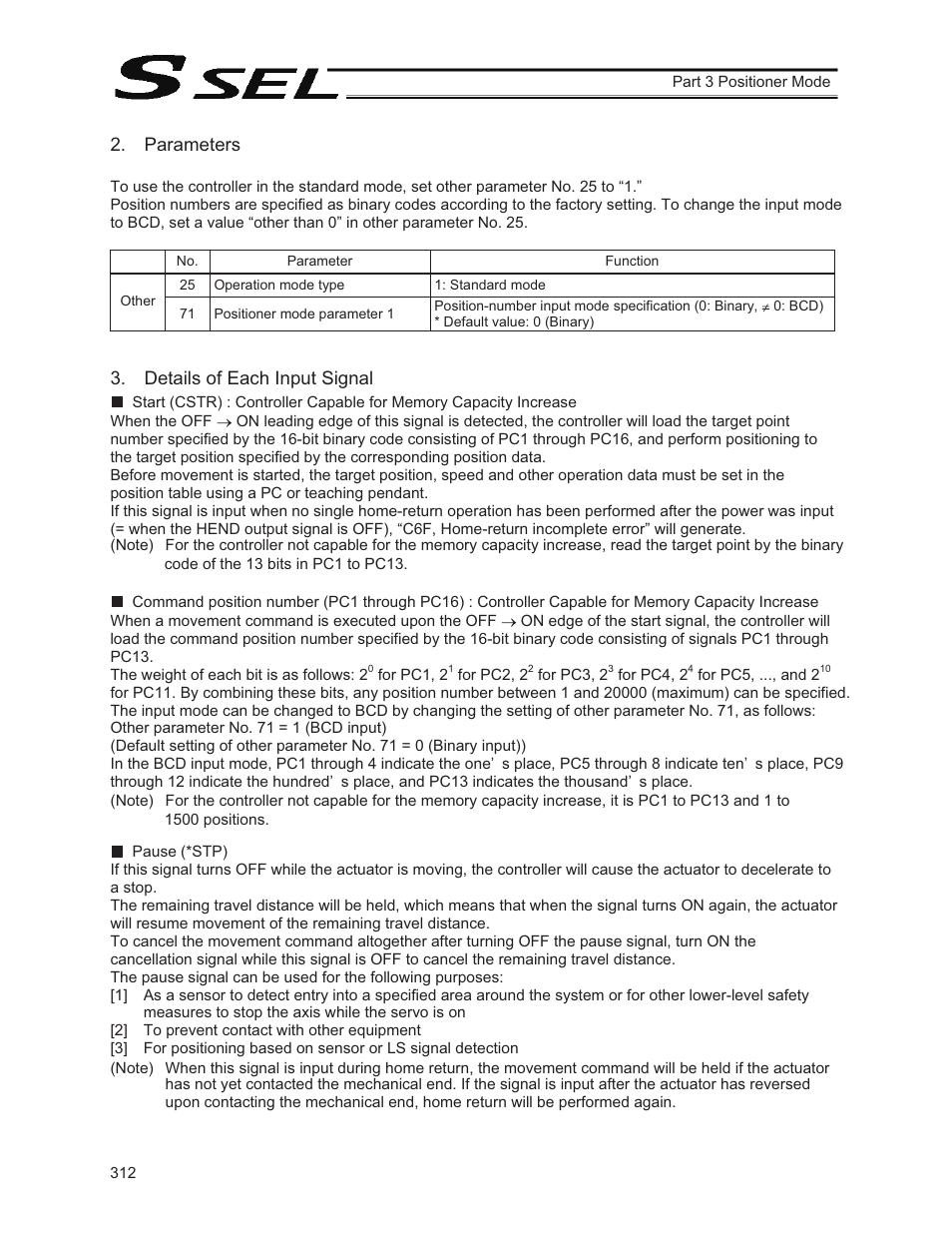 Parameters, Details of each input signal | IAI America SSEL User Manual | Page 334 / 494