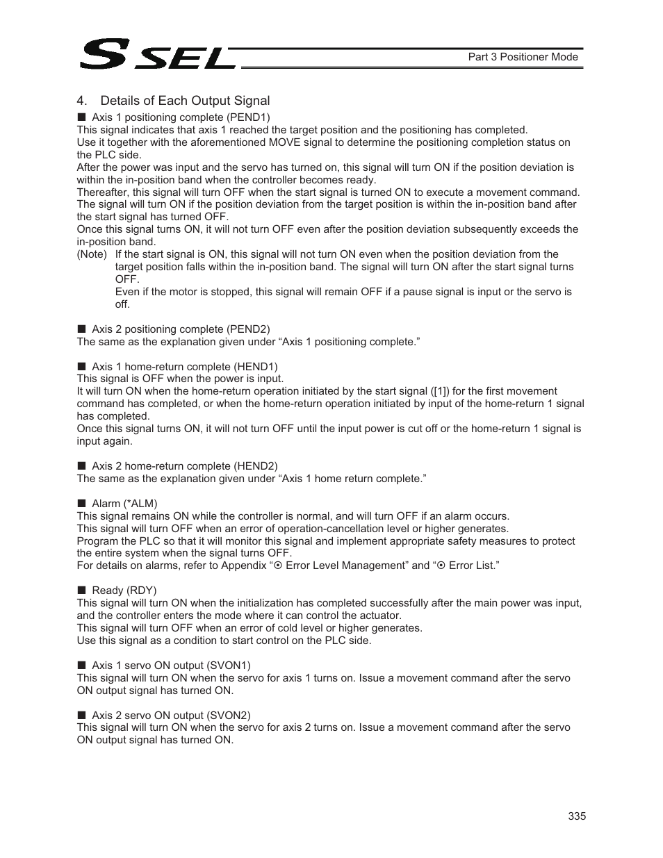 Details of each output signal | IAI America SSEL User Manual | Page 357 / 494