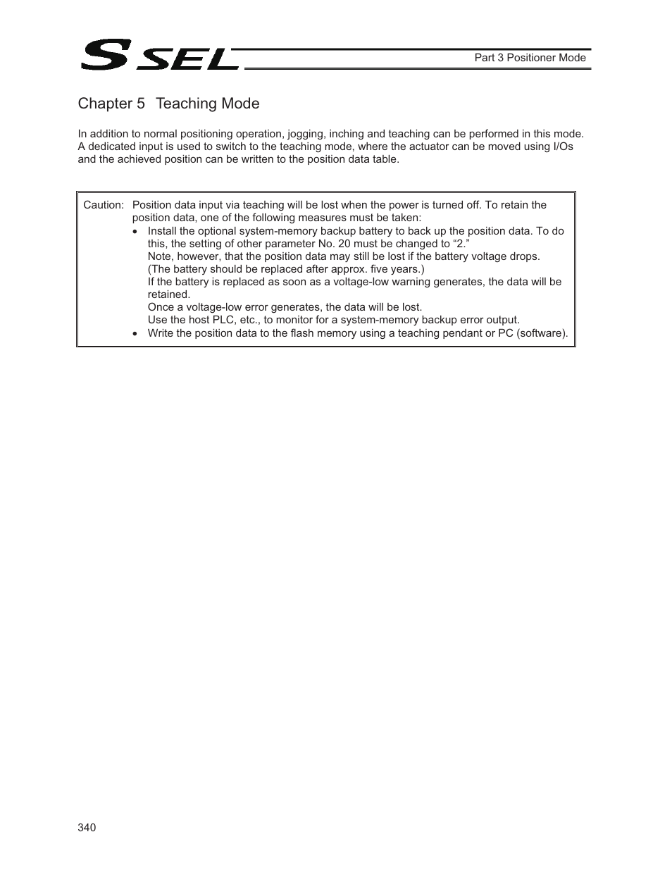 Chapter 5 teaching mode | IAI America SSEL User Manual | Page 362 / 494