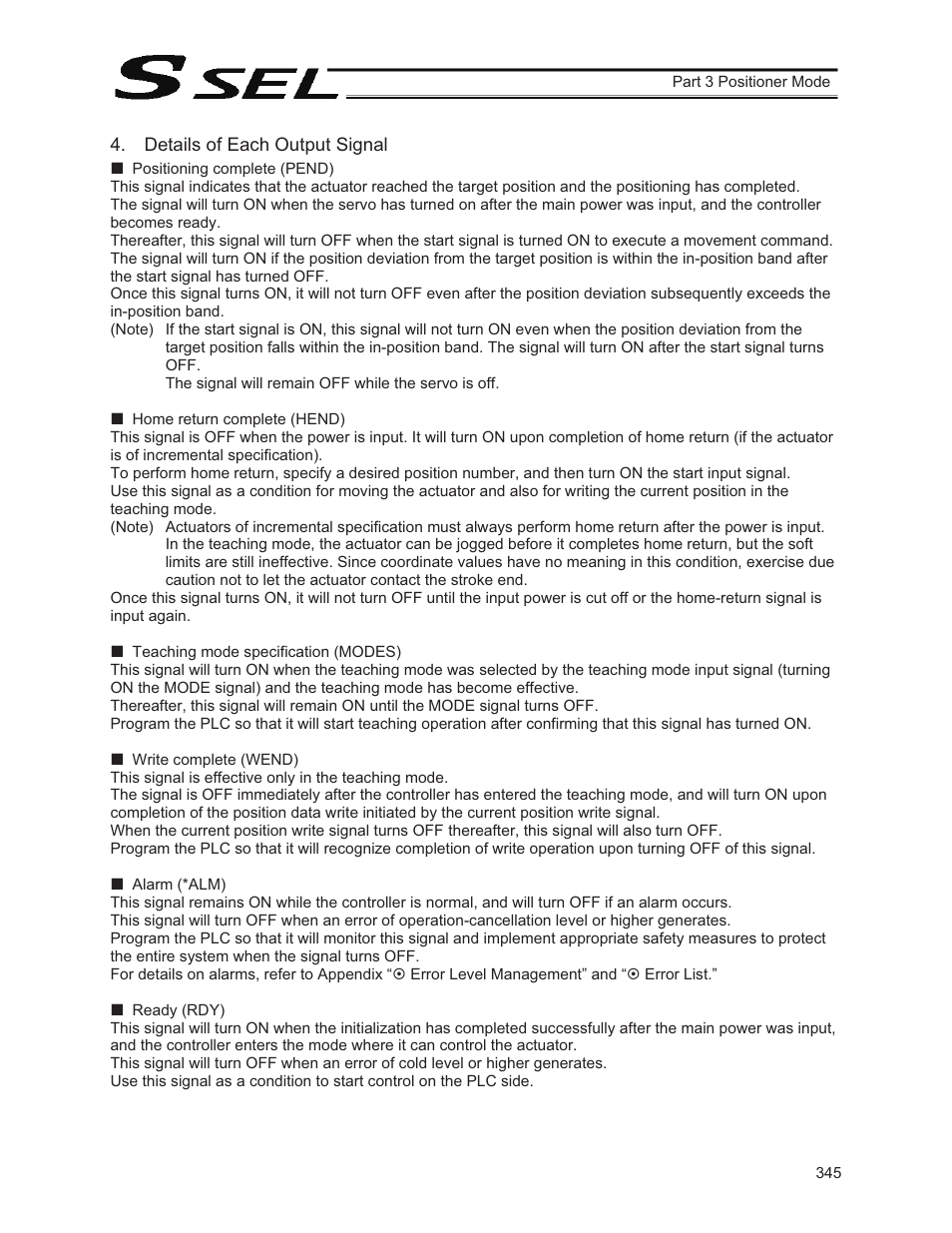 Details of each output signal | IAI America SSEL User Manual | Page 367 / 494