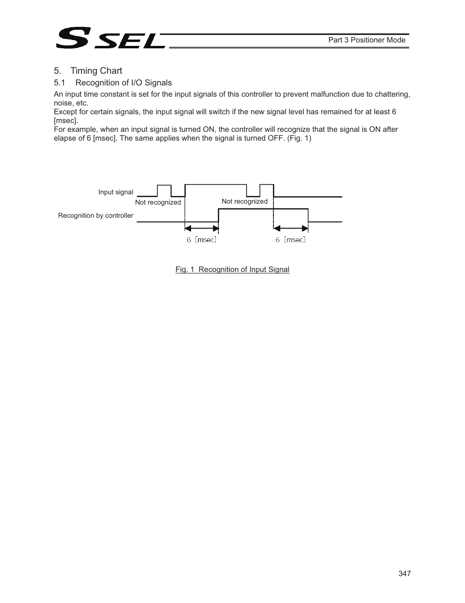 Timing chart, 1 recognition of i/o signals | IAI America SSEL User Manual | Page 369 / 494