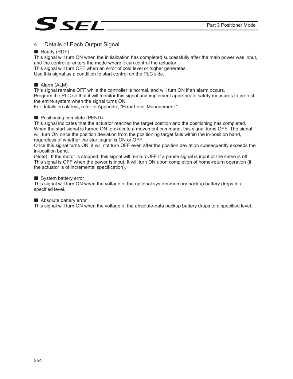 Details of each output signal | IAI America SSEL User Manual | Page 376 / 494