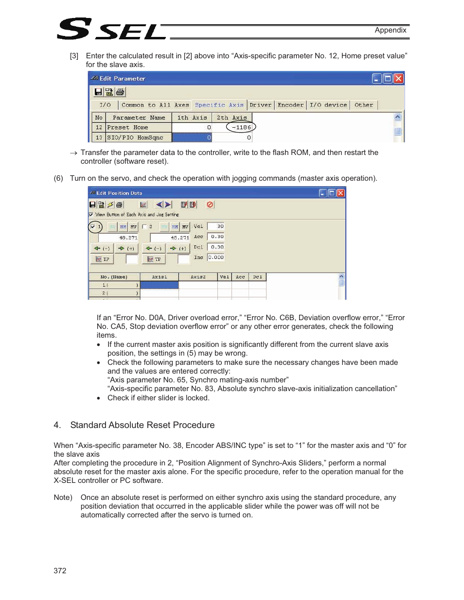 Standard absolute reset procedure | IAI America SSEL User Manual | Page 394 / 494