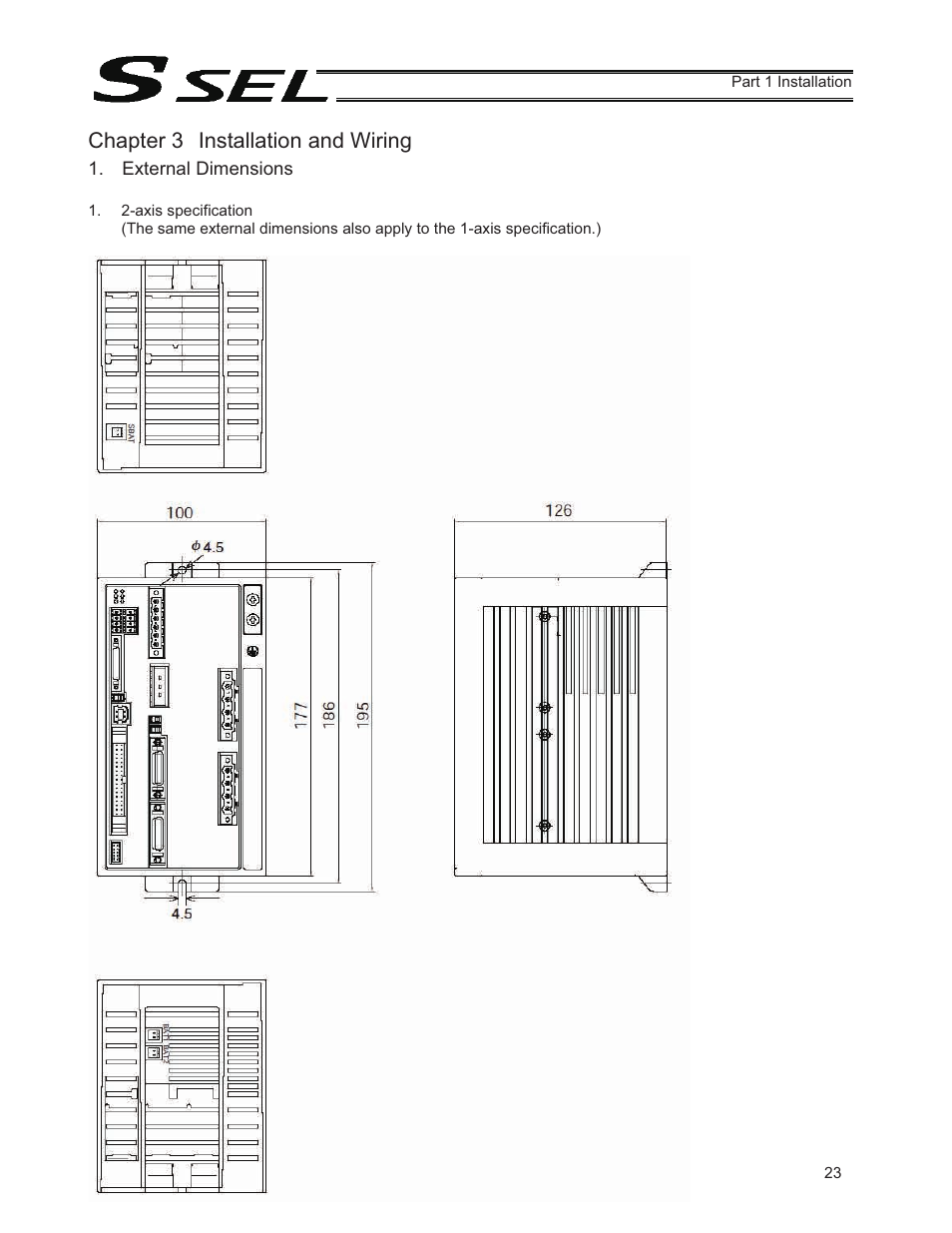 Chapter 3 installation and wiring, External dimensions | IAI America SSEL User Manual | Page 45 / 494