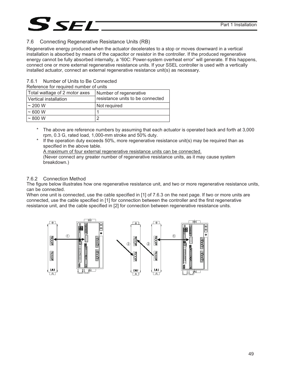 6 connecting regenerative resistance units (rb) | IAI America SSEL User Manual | Page 71 / 494