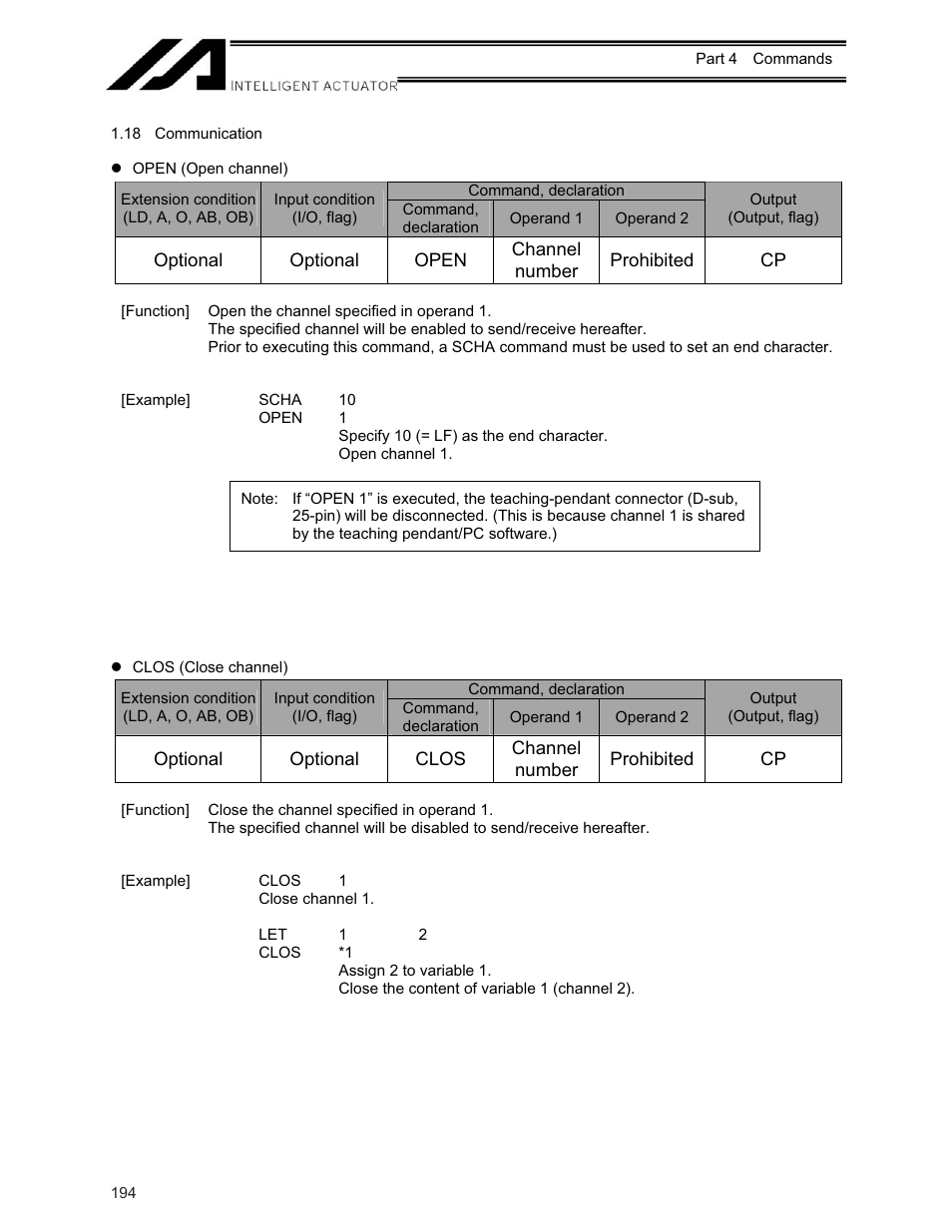 18 communication | IAI America XSEL-KE User Manual | Page 209 / 424