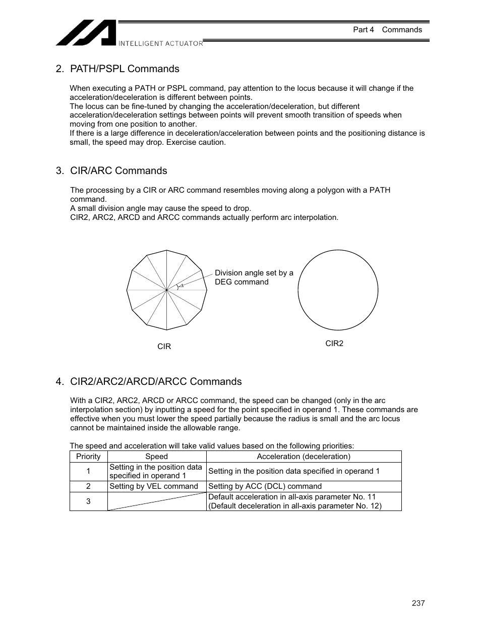 Path/pspl commands, Cir/arc commands, Cir2/arc2/arcd/arcc commands | IAI America XSEL-KE User Manual | Page 252 / 424