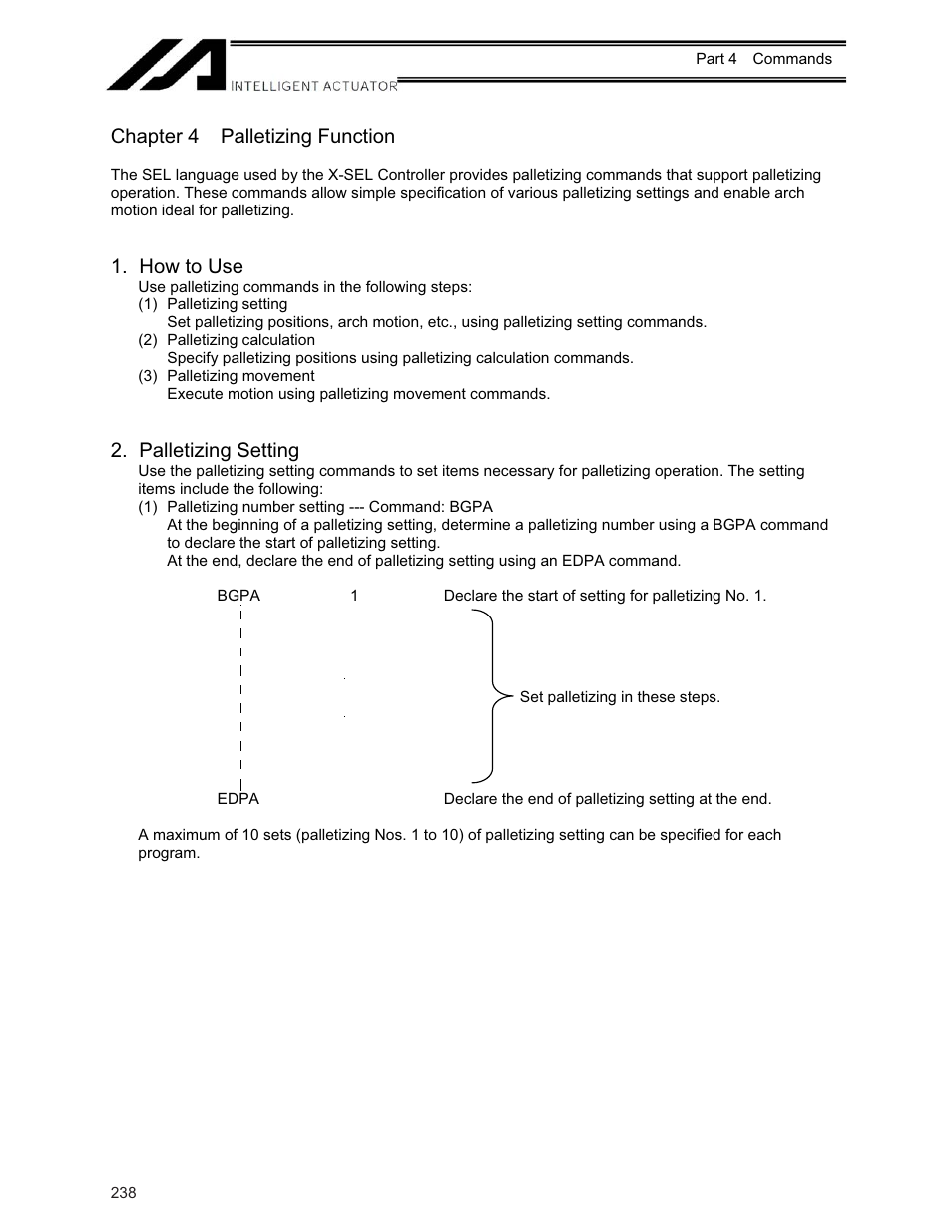 Chapter 4 palletizing function, How to use, Palletizing setting | IAI America XSEL-KE User Manual | Page 253 / 424