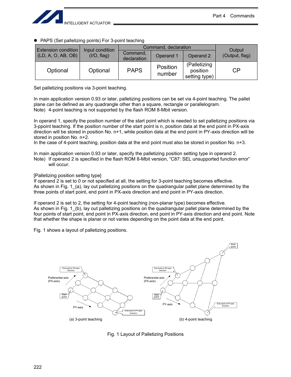 Optional optional paps position number, Palletizing position setting type) | IAI America XSEL-KET User Manual | Page 241 / 436