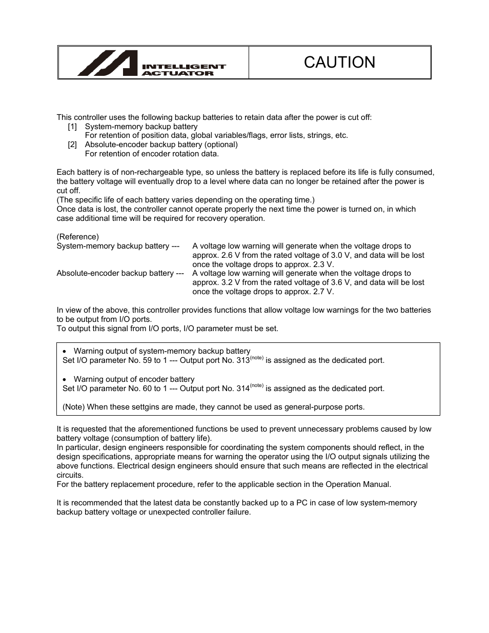 Caution, Operator calls regarding low battery voltage | IAI America XSEL-KET User Manual | Page 4 / 436