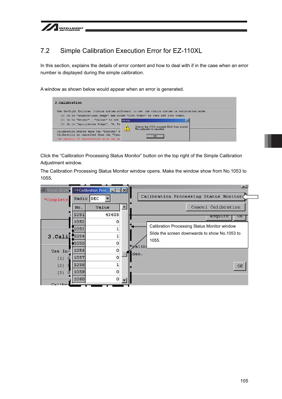 2 simple calibration execution error for ez-110xl | IAI America XSEL-S User Manual | Page 111 / 128