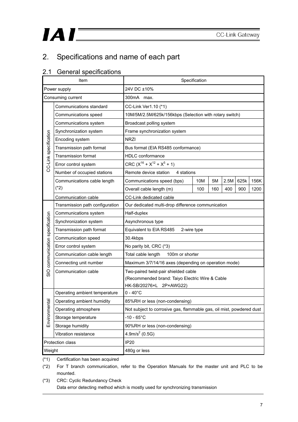 Specifications and name of each part, 1 general specifications | IAI America RCM-GW-CC User Manual | Page 11 / 132
