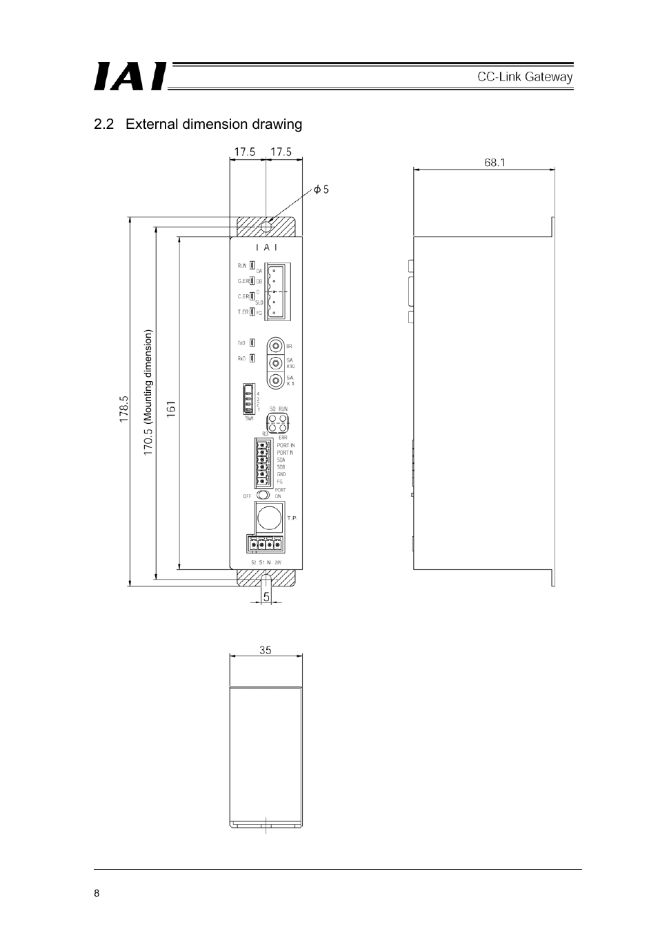 2 external dimension drawing | IAI America RCM-GW-CC User Manual | Page 12 / 132