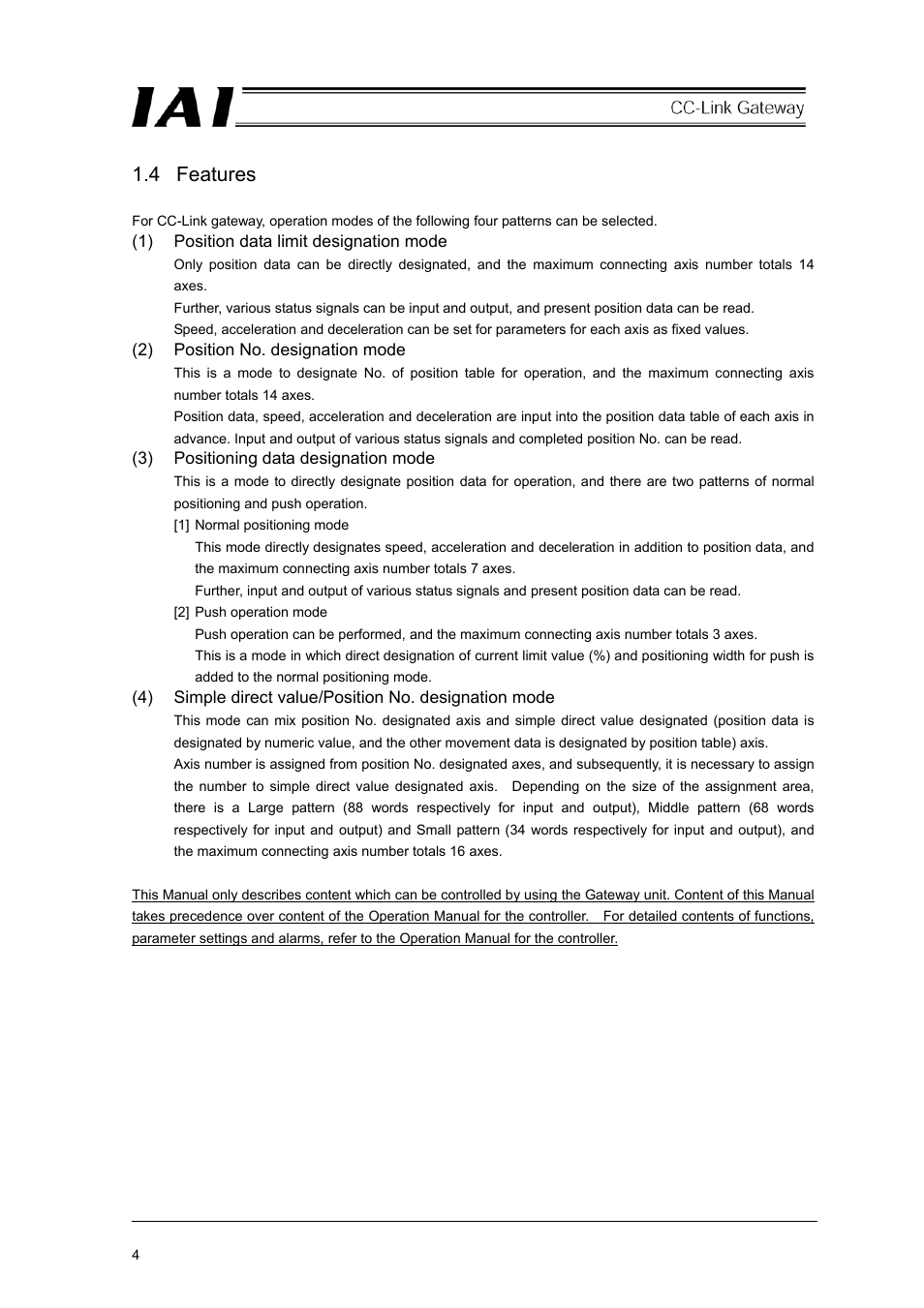 4 features | IAI America RCM-GW-CC User Manual | Page 8 / 132
