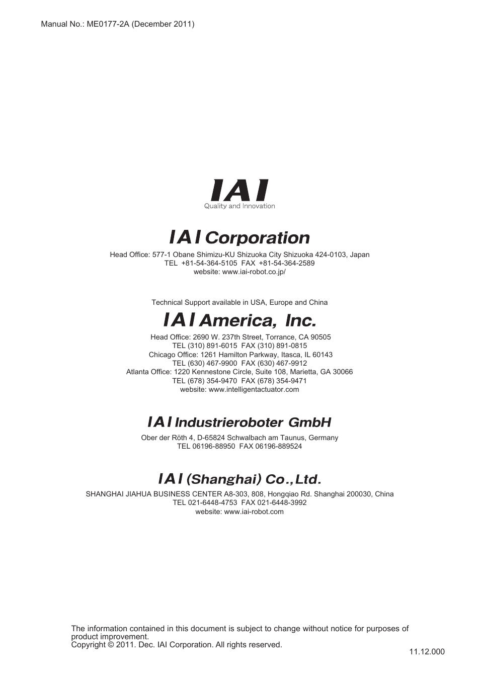 IAI America RCM-GW-PR User Manual | Page 125 / 125