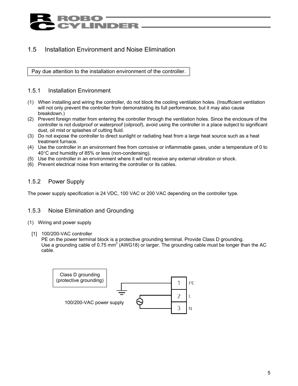 5 installation environment and noise elimination, Installation environment and noise elimination | IAI America RCS-C User Manual | Page 15 / 119