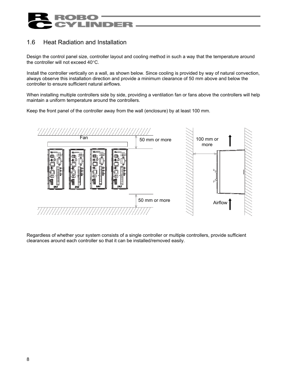 6 heat radiation and installation, Heat radiation and installation | IAI America RCS-C User Manual | Page 18 / 119