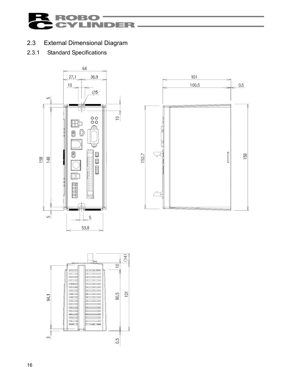 3 external dimensional diagram, 1 standard specifications, External dimensional diagram | Standard specifications | IAI America RCS-C User Manual | Page 26 / 119