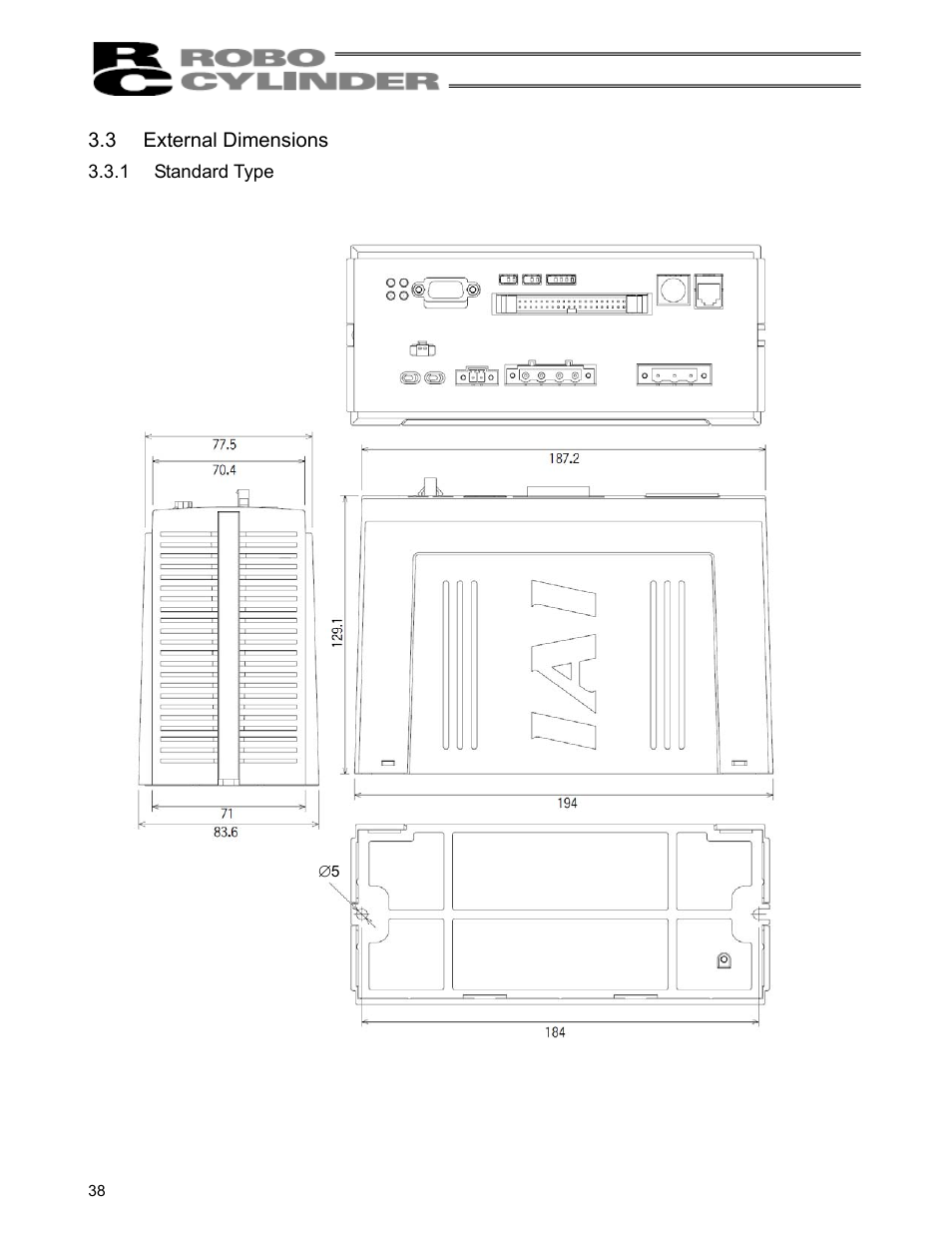 3 external dimensions, 1 standard type, External dimensions | Standard type | IAI America RCS-C User Manual | Page 48 / 119