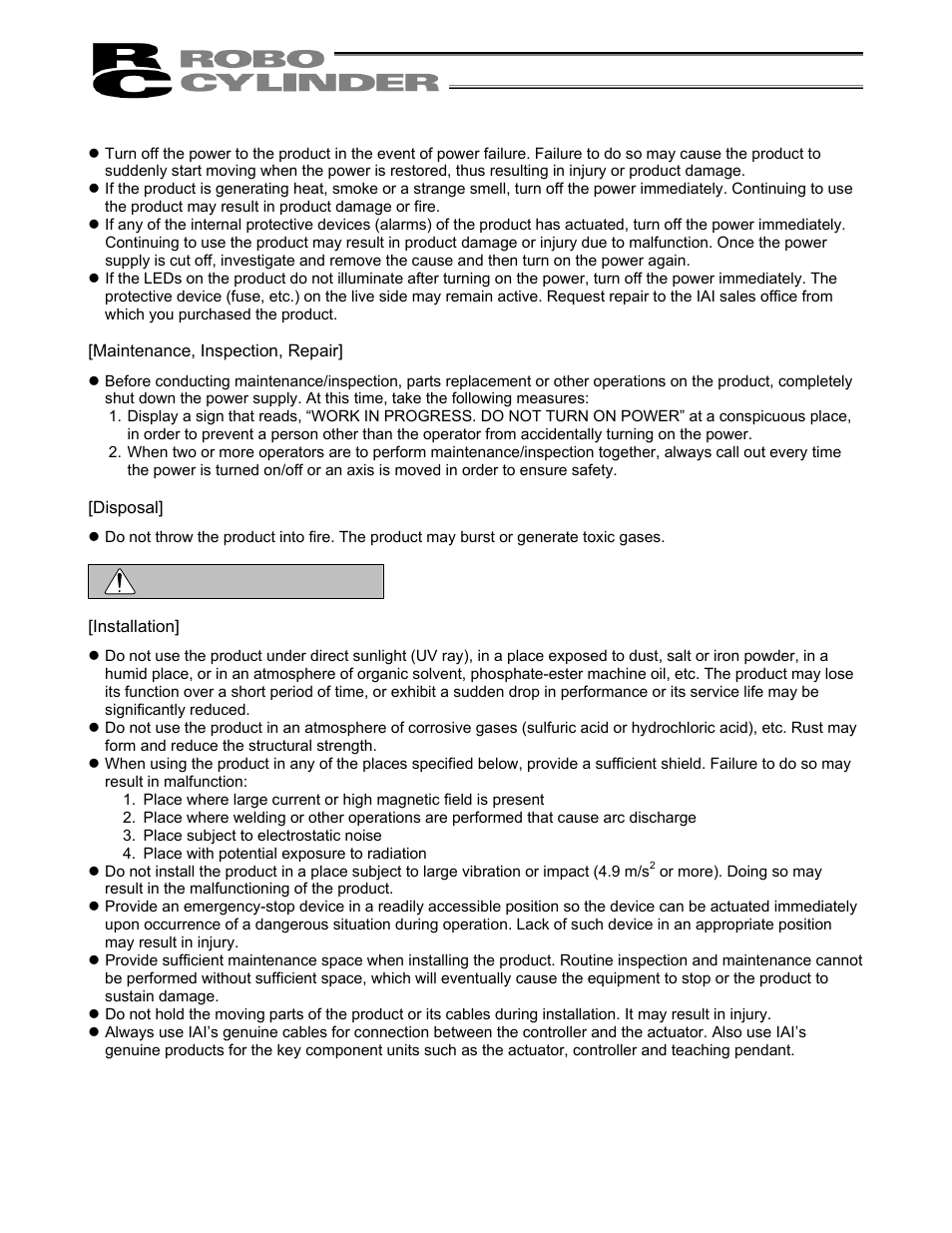 Caution | IAI America RCS-C User Manual | Page 5 / 119
