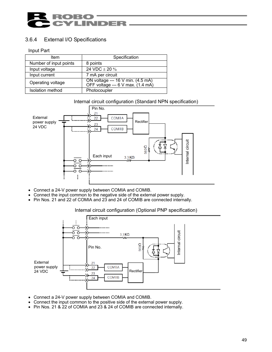 4 external i/o specifications, 100/200-v external i/o specifications | IAI America RCS-C User Manual | Page 59 / 119