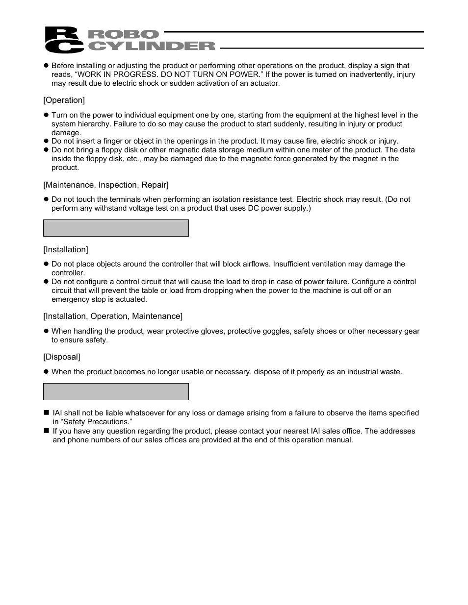 Others | IAI America RCS-C User Manual | Page 6 / 119