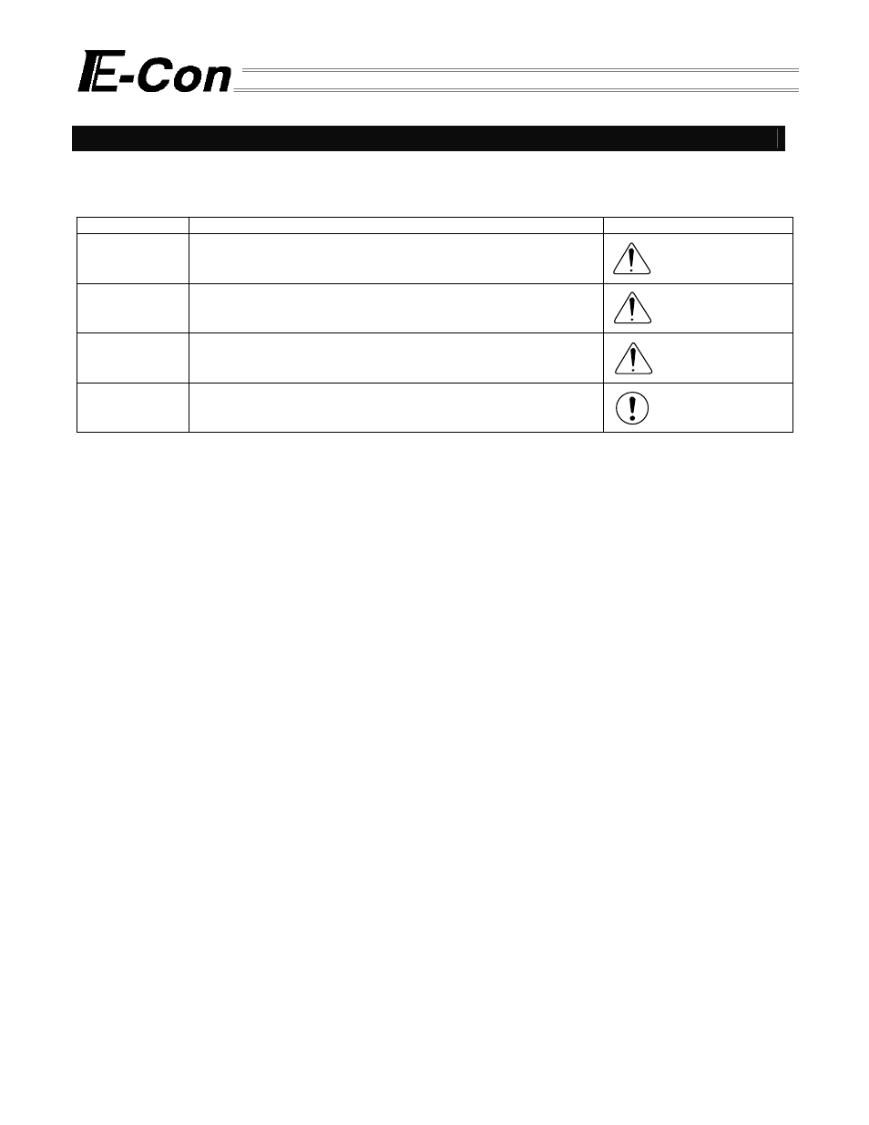 Danger, Warning, Caution | IAI America E-Con User Manual | Page 13 / 111