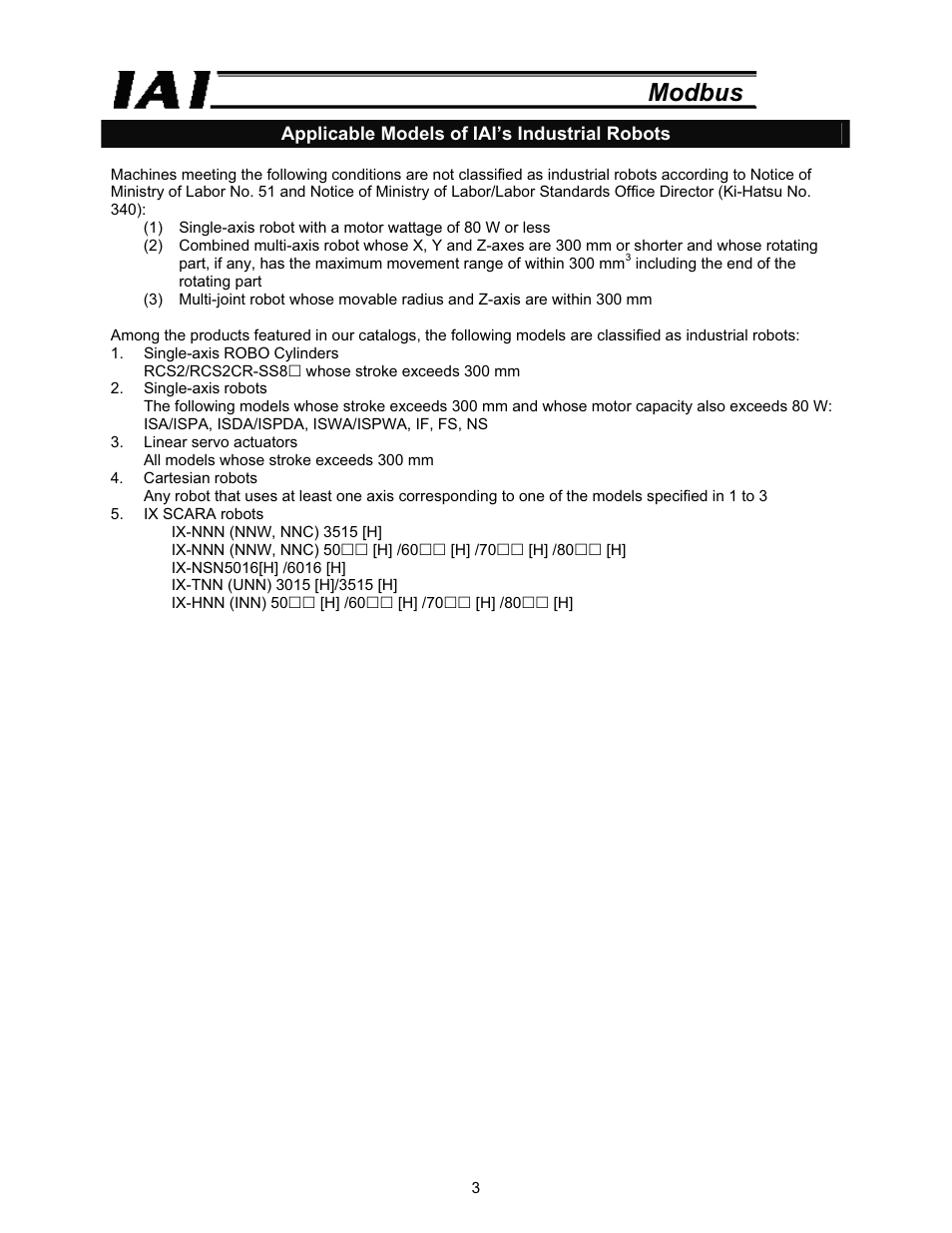 Modbus | IAI America ROBO Cylinder Series User Manual | Page 11 / 328
