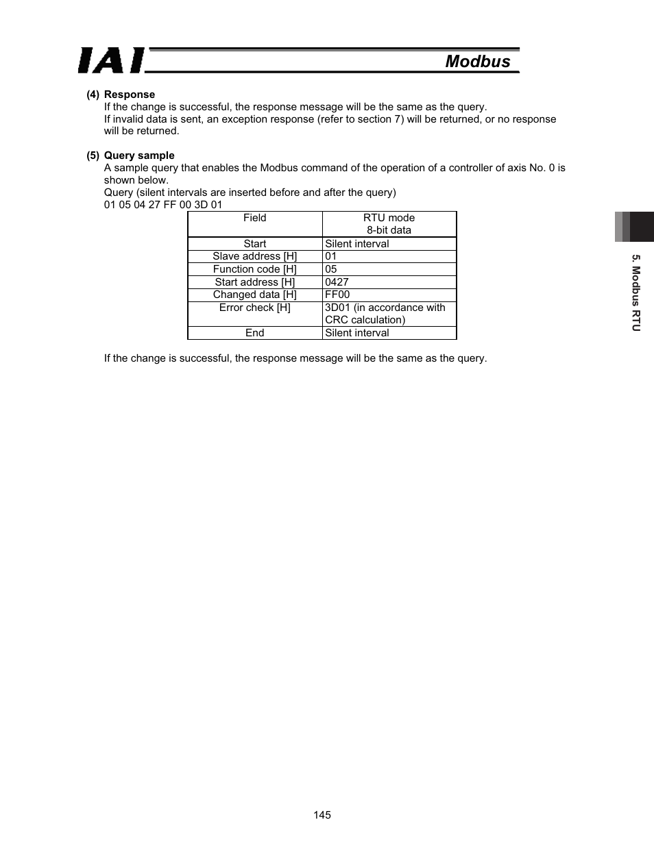 Modbus | IAI America ROBO Cylinder Series User Manual | Page 153 / 328