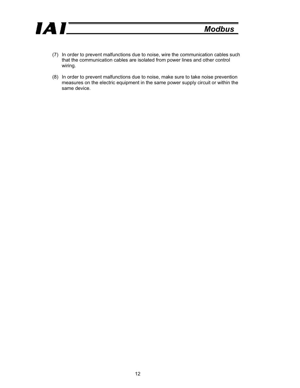 Modbus | IAI America ROBO Cylinder Series User Manual | Page 20 / 328