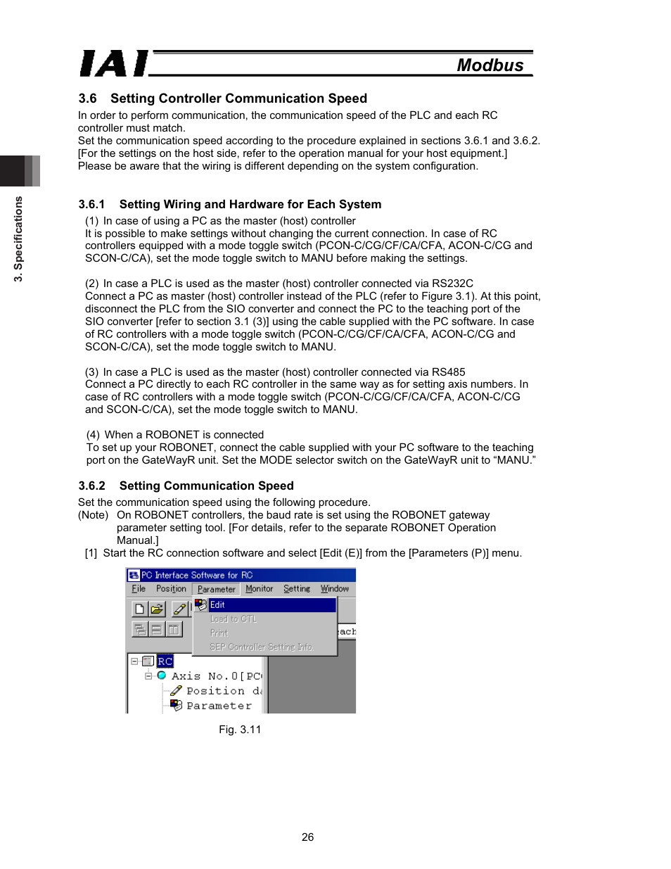 6 setting controller communication speed, Modbus | IAI America ROBO Cylinder Series User Manual | Page 34 / 328