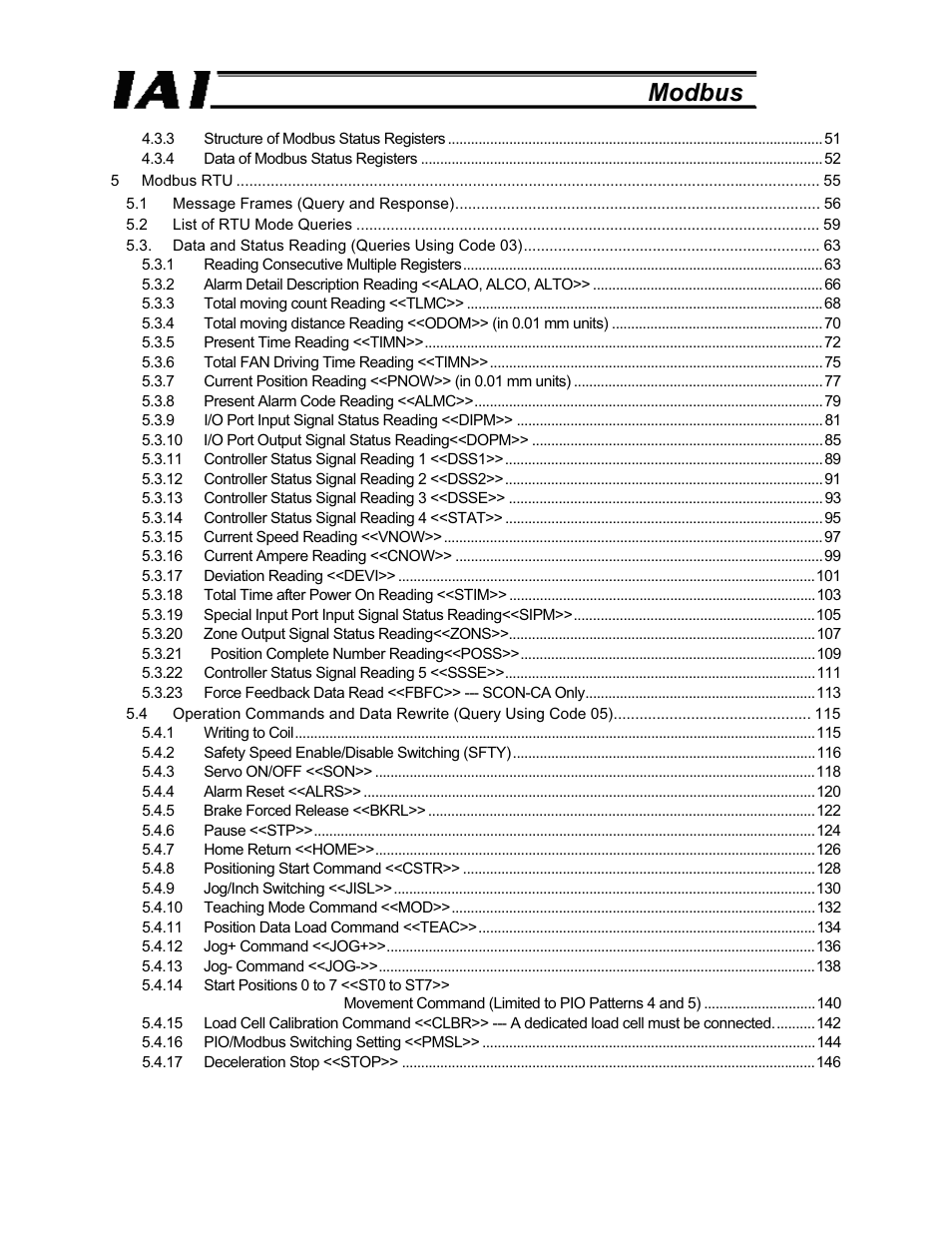 Modbus | IAI America ROBO Cylinder Series User Manual | Page 5 / 328