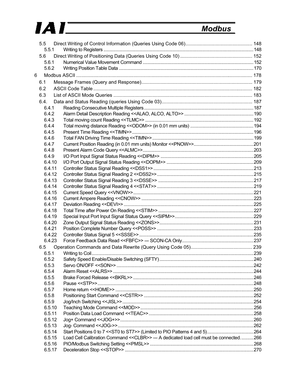Modbus | IAI America ROBO Cylinder Series User Manual | Page 6 / 328