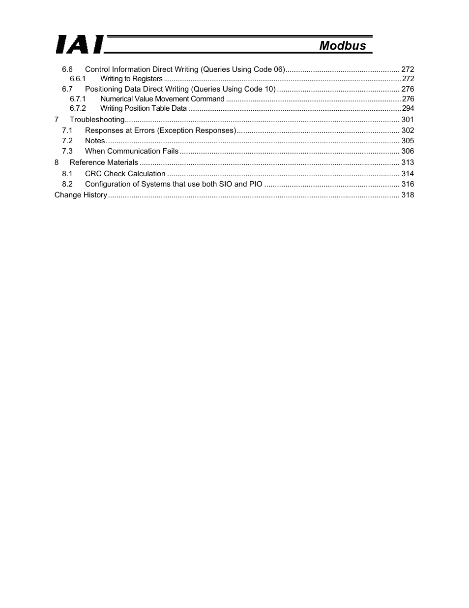 Modbus | IAI America ROBO Cylinder Series User Manual | Page 7 / 328