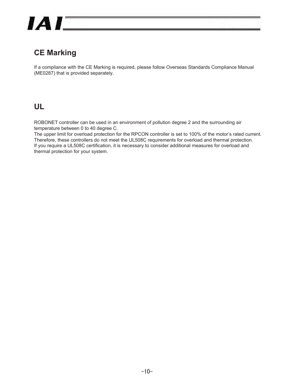 Ce marking | IAI America REXT User Manual | Page 10 / 443