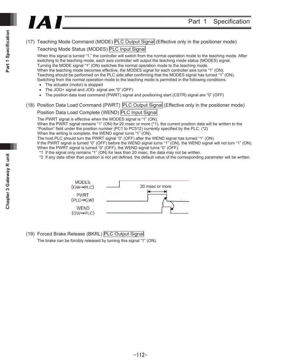 Part 1 specification | IAI America REXT User Manual | Page 112 / 443