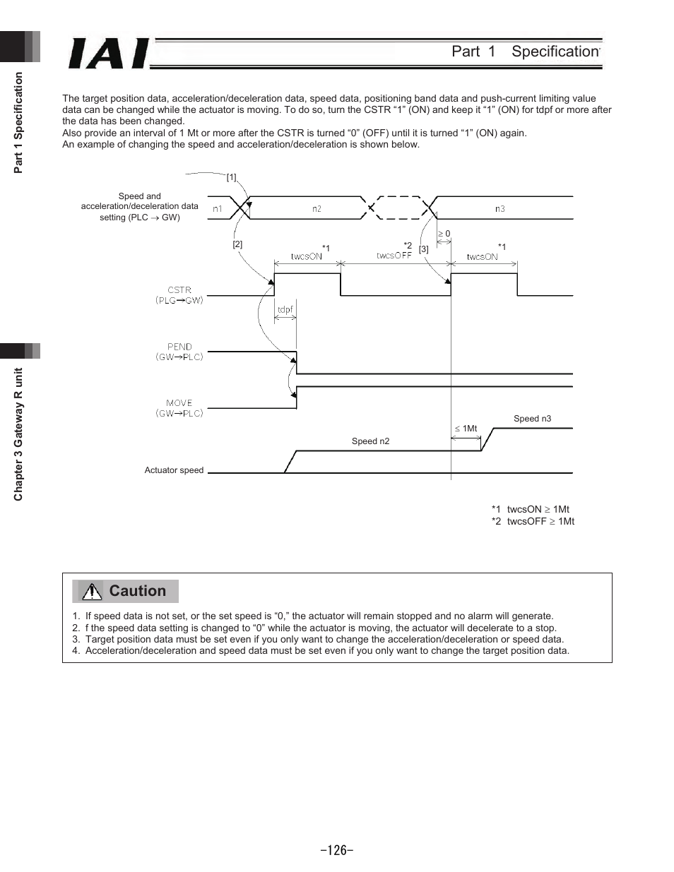 Part 1 specification, Caution | IAI America REXT User Manual | Page 126 / 443