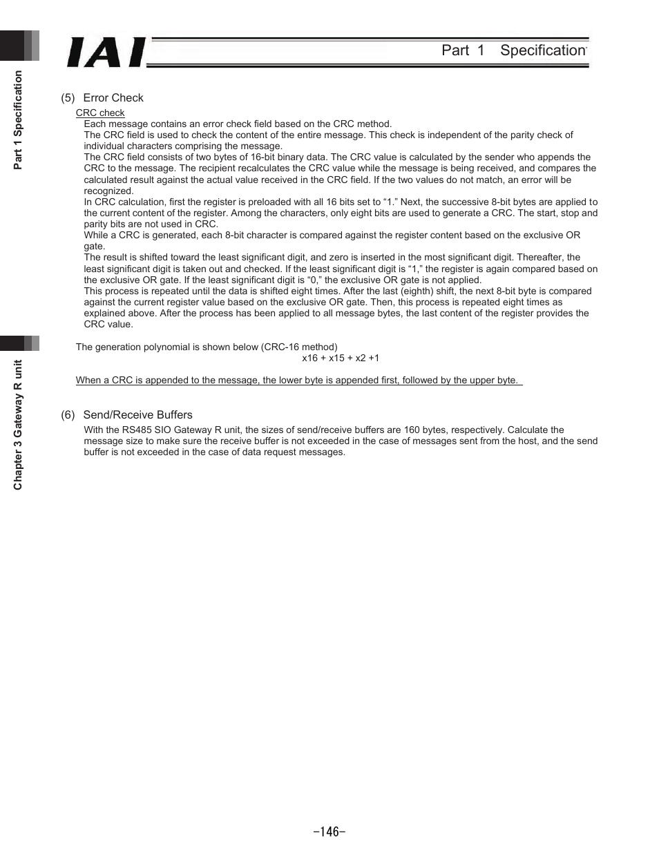 Part 1 specification | IAI America REXT User Manual | Page 146 / 443