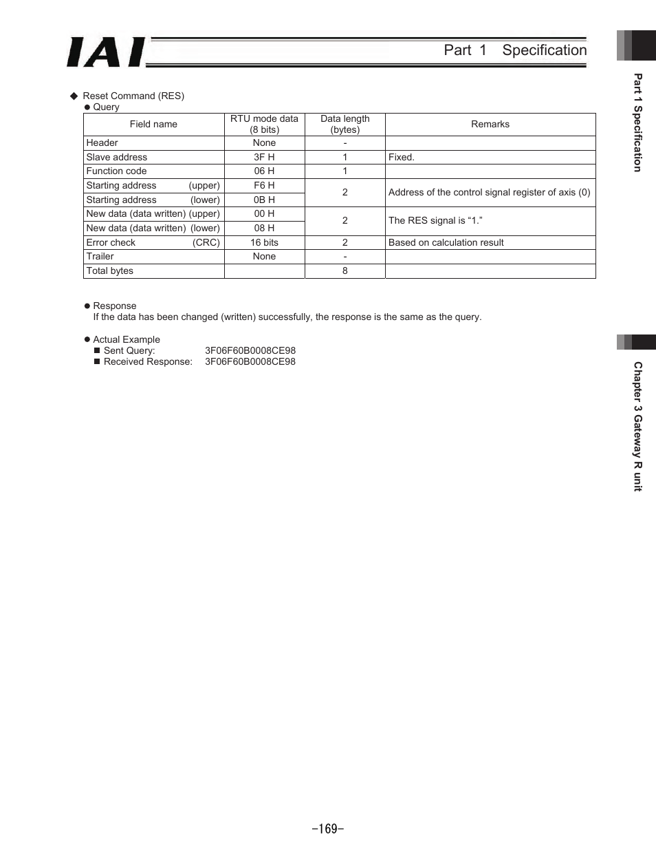 Part  specification | IAI America REXT User Manual | Page 169 / 443