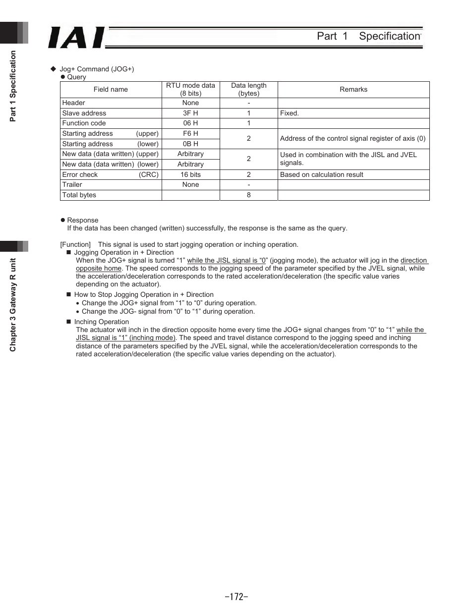 Part 1 specification | IAI America REXT User Manual | Page 172 / 443