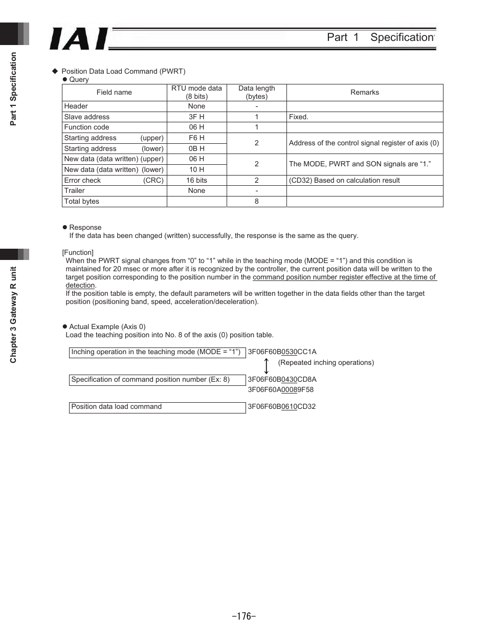 Part 1 specification | IAI America REXT User Manual | Page 176 / 443