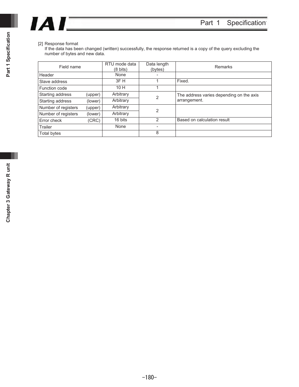 Part 1 specification | IAI America REXT User Manual | Page 180 / 443
