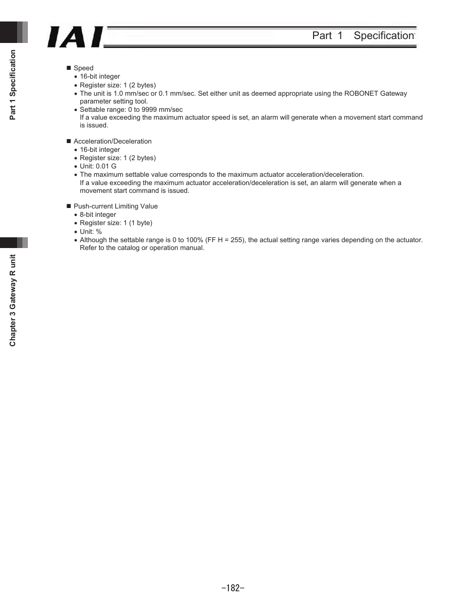 Part 1 specification | IAI America REXT User Manual | Page 182 / 443