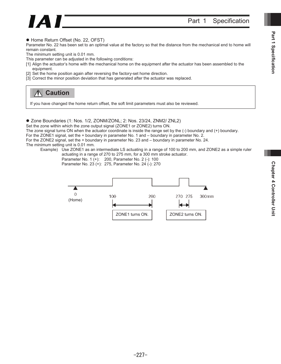 Part 1 specification, Caution | IAI America REXT User Manual | Page 227 / 443